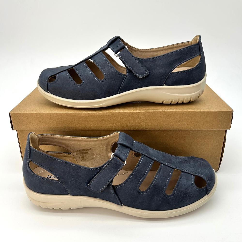 Fisherman Sandals Womens Size 6 Blue Synthetic Leather Comfortable Casual NEW